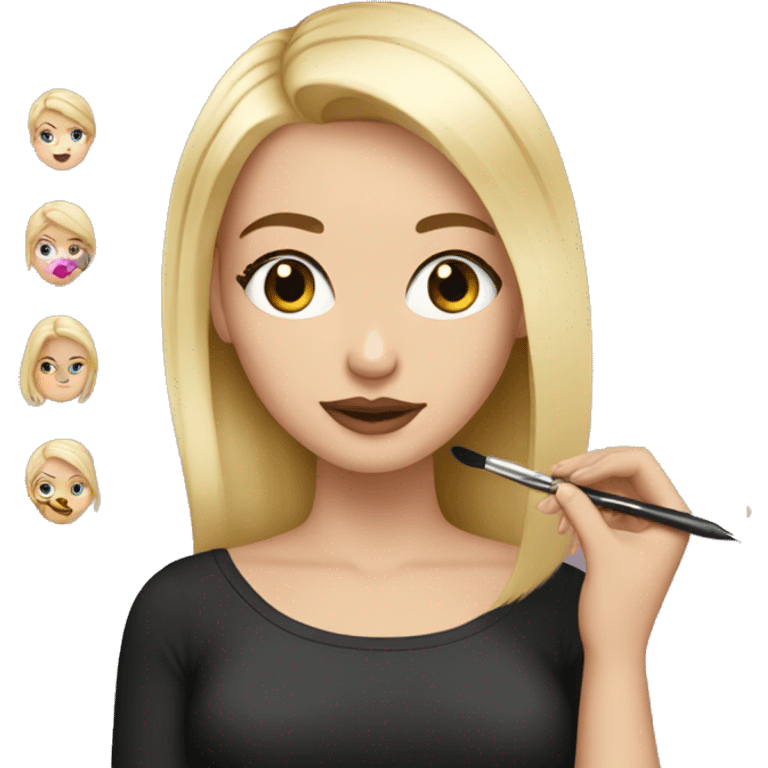 White Girl with blonde hair putting makeup on emoji