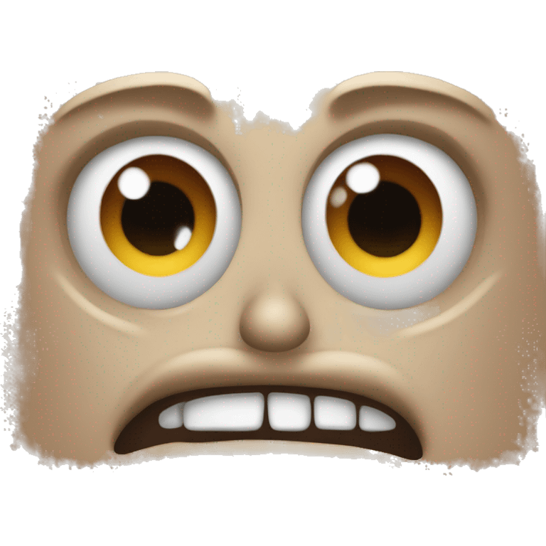 Create a regular apple emoji with an psycho cringe and crazy eyes emoji