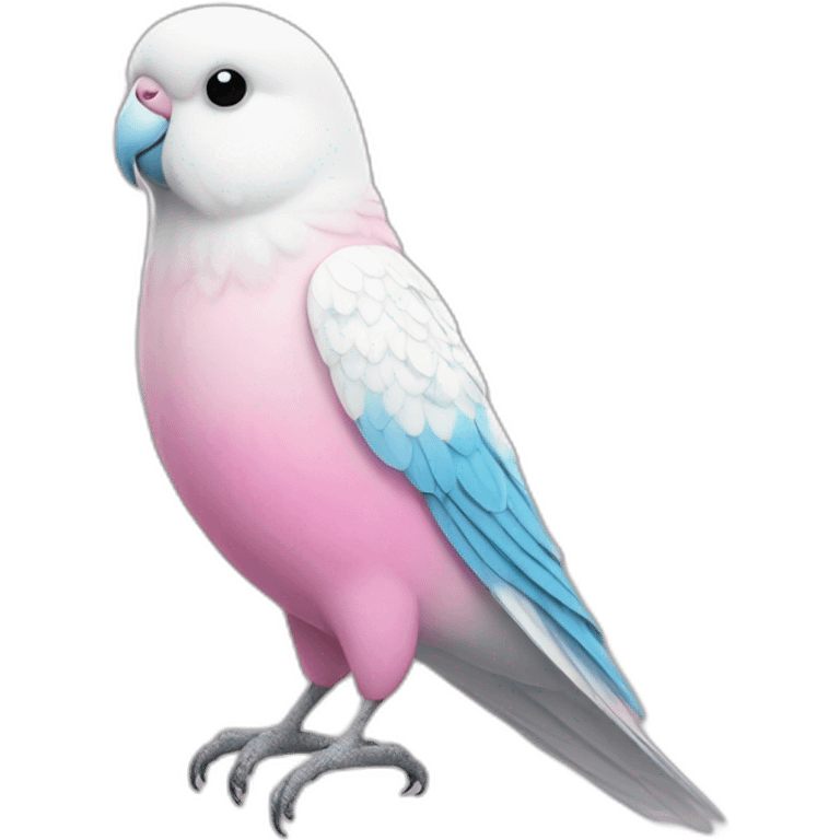 all feather white, feet pink budgie emoji