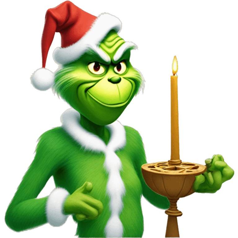 The grinch with a menorah  emoji