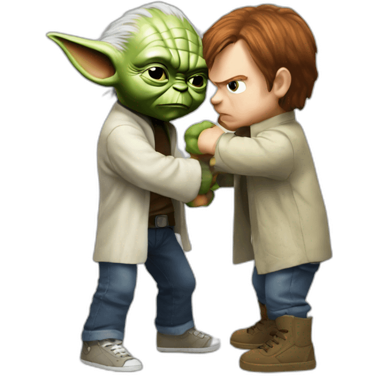 Yoda boxing with chucky furious emoji