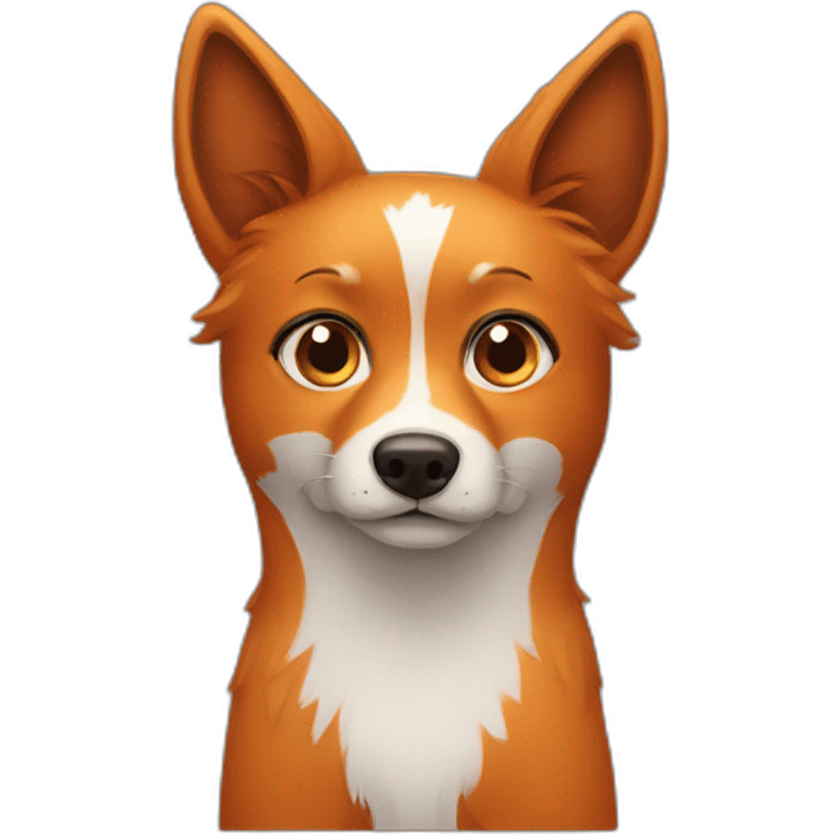 A dog looking like a fox with different eyes color emoji