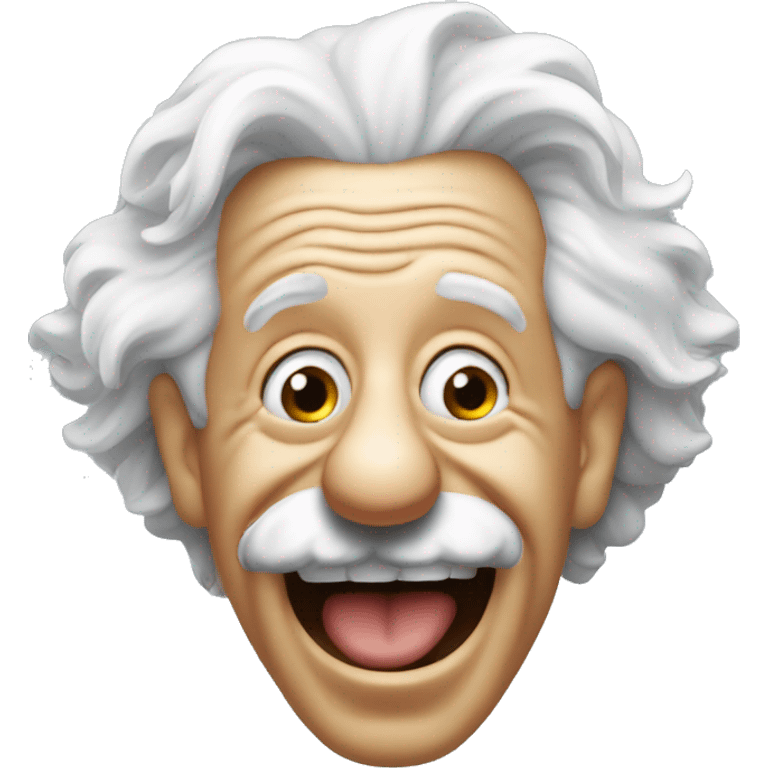 albert einstein with vawing hand and is happy emoji