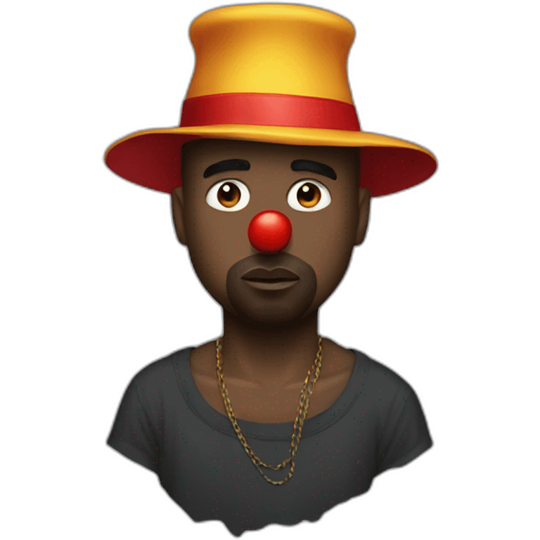 Kanye west with a clown hat emoji