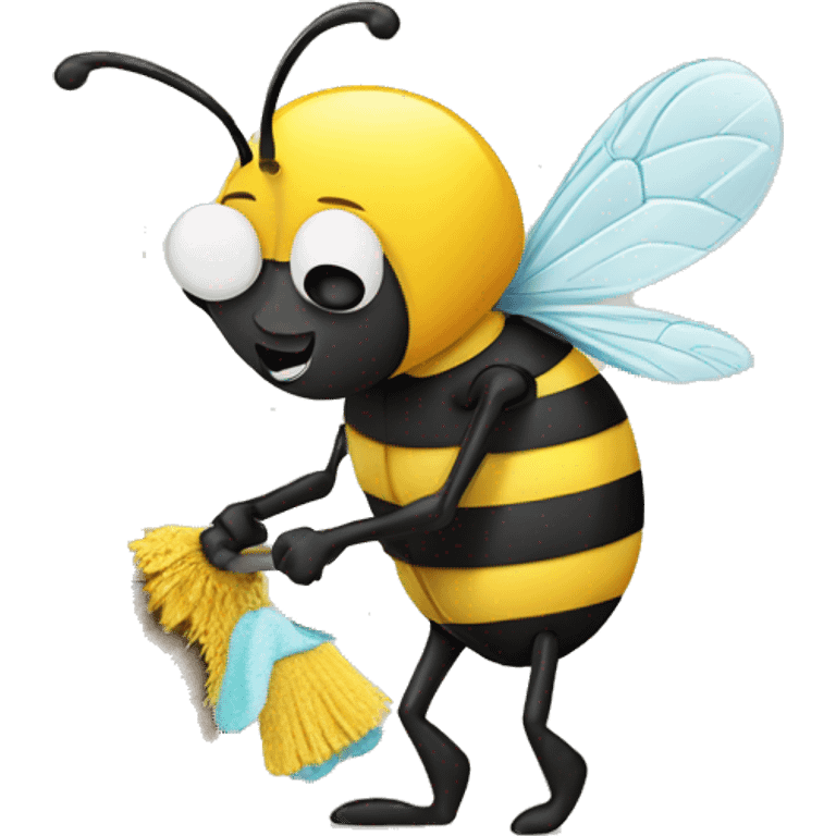 Busy bee working hard cleaning websit emoji