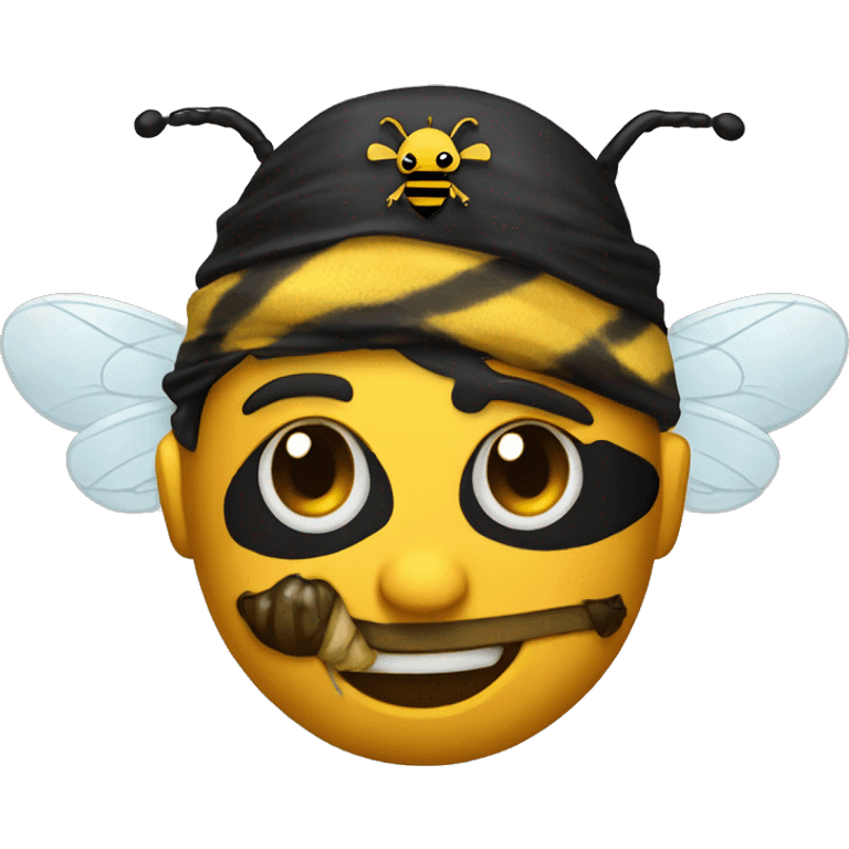 a bee stinging a pirate emoji