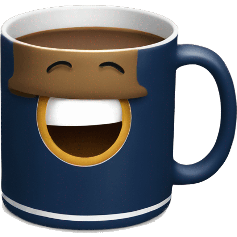 Navy mug with coffee emoji