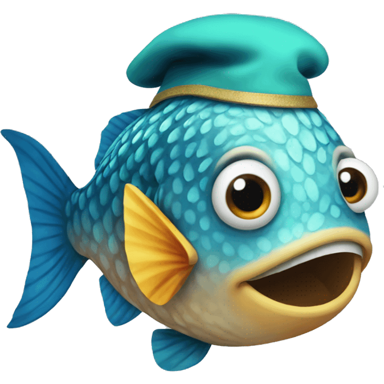 Fish in a festive cap emoji