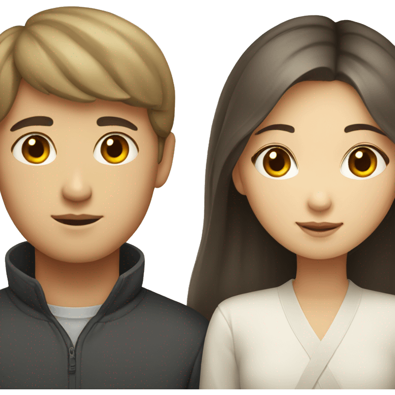 Korean girl and Russian guy light emoji