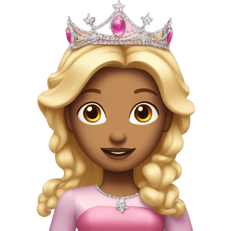 princess with blonde & pink hair with sparkling pink tiara emoji