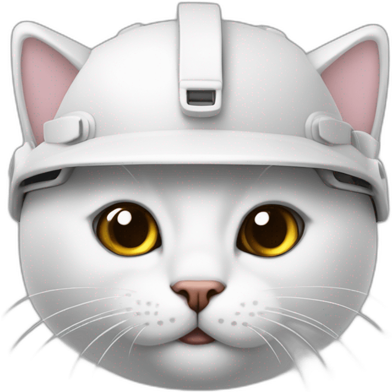 Gato blanco con casco mobero emoji