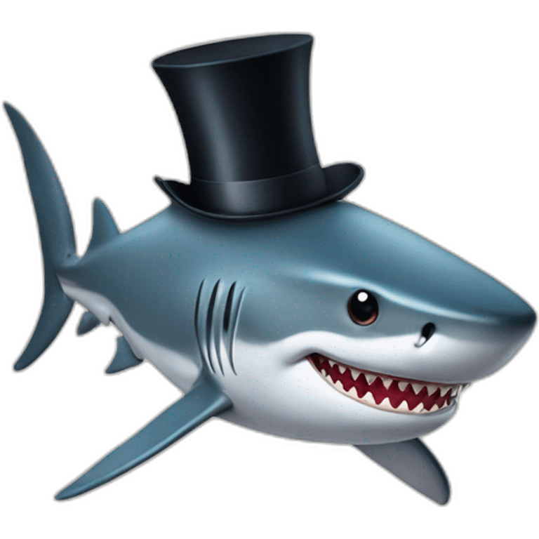 Shark with a top hat emoji