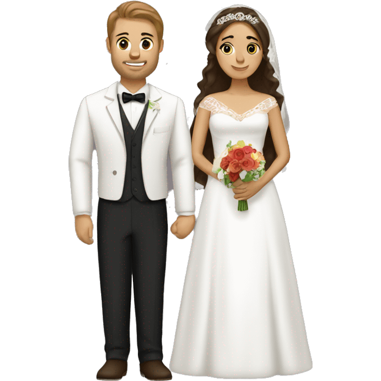 Mexican bride and white groom with brown hair emoji