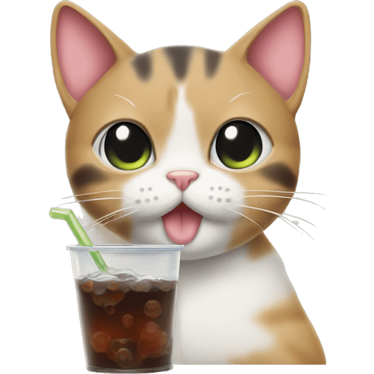 A cat drinking boba emoji