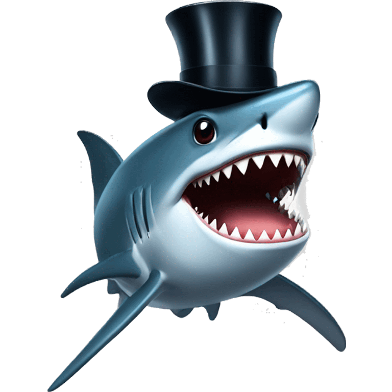 Shark with a top hat emoji