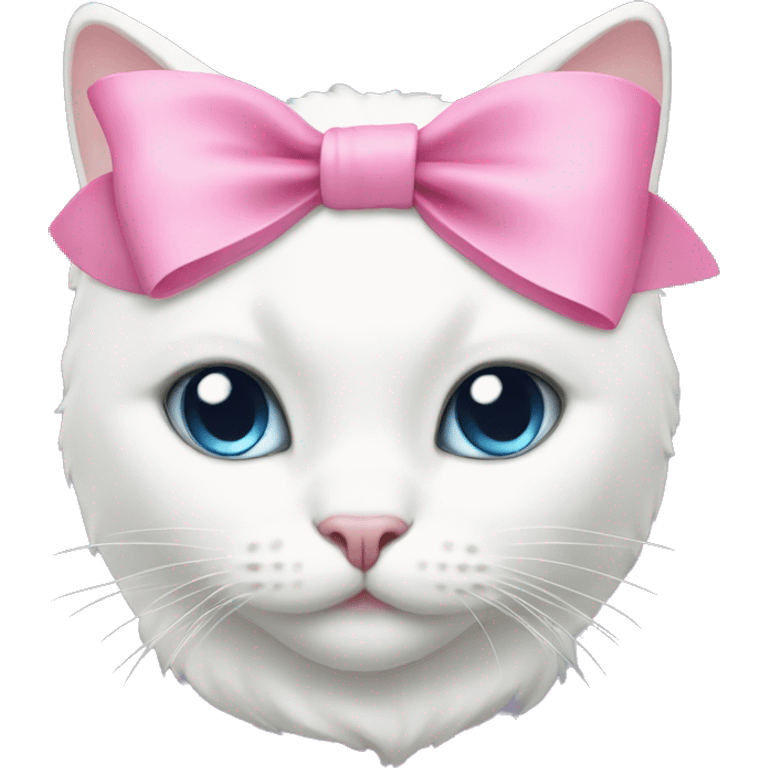 white cat with pink bow emoji