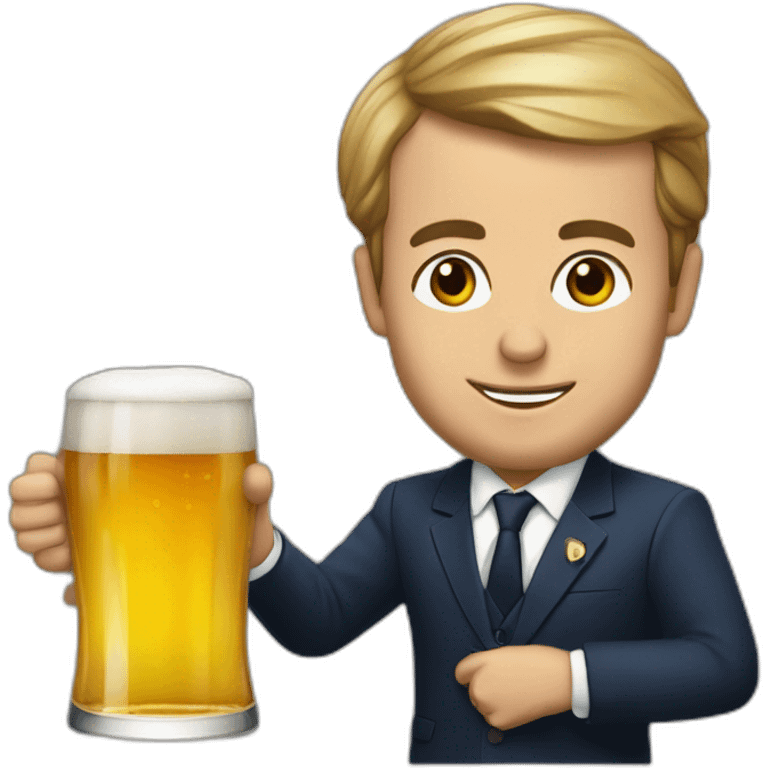 Macron tenant une bière emoji