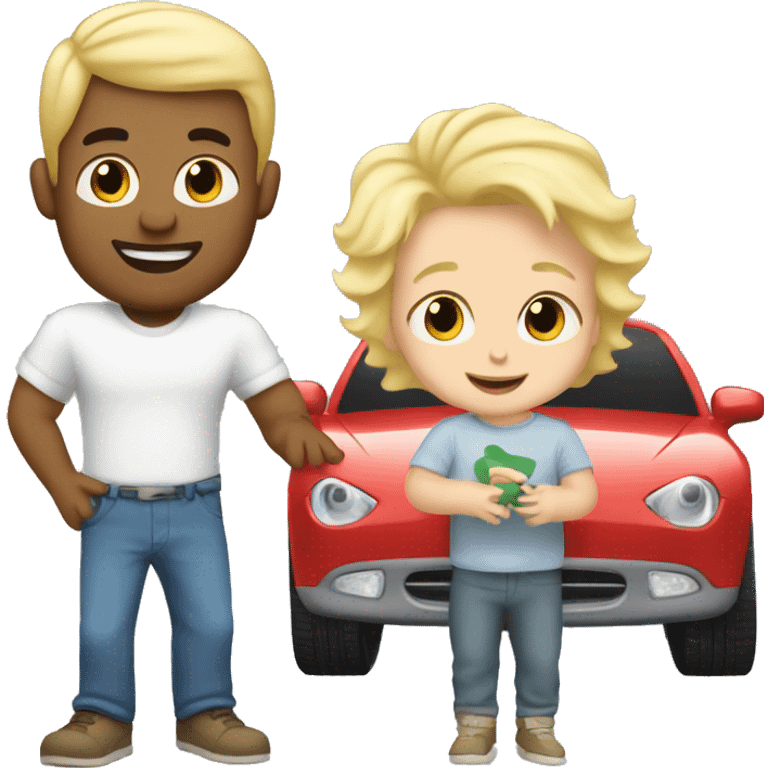 blonde dad plays cars with babyson emoji