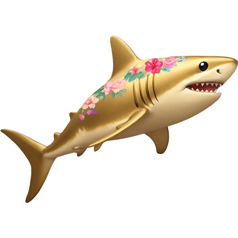 Golden shark with floral pattern on its body  emoji