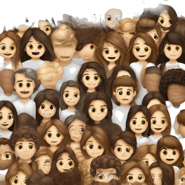 Garçon blanc cheveux marron avec fille marron cheveux long lisse Garçon blanc cheveux marron bouclé couple avec fille marron cheveux long lisse emoji