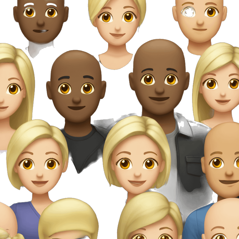 Bald black guy with blonde girl couple  emoji