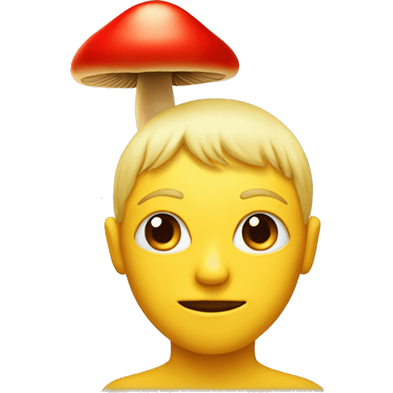 yellow face with a red mushroom in place of hair emoji