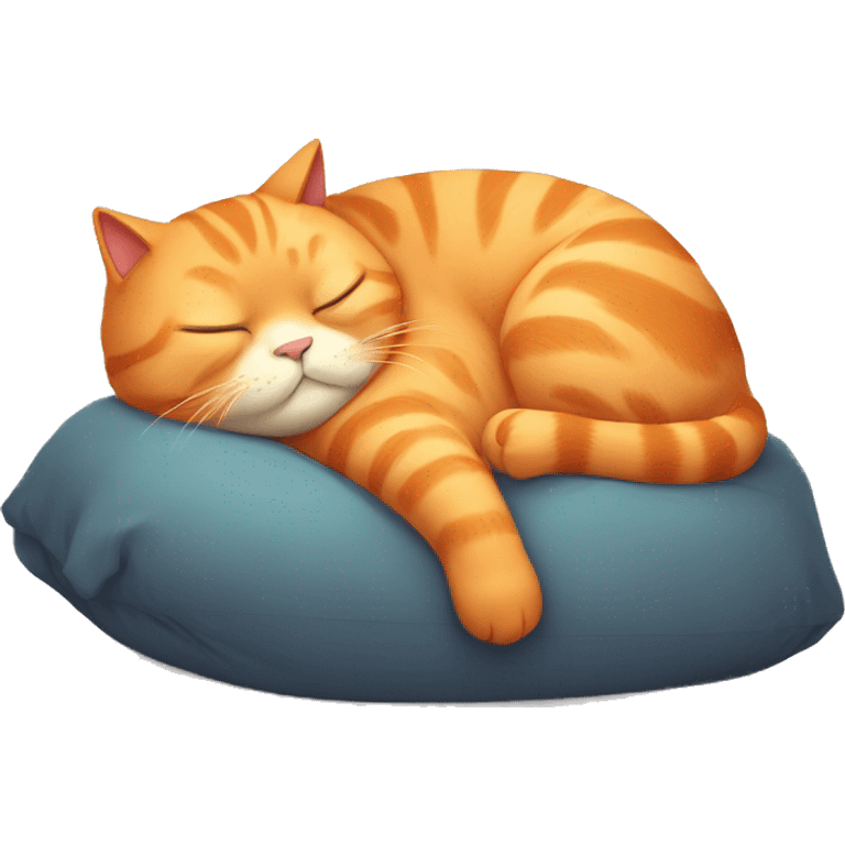 fat orange cat sleeping cozily emoji