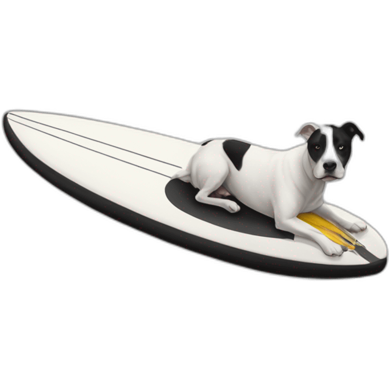 surfboard, black-white amstaff emoji