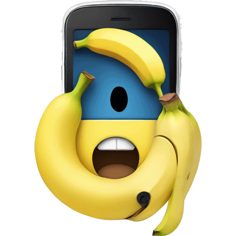 Smiley face with banana phone emoji