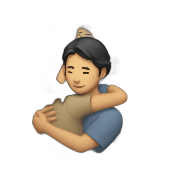 Asian male Berkeley student hugging jesus christ emoji