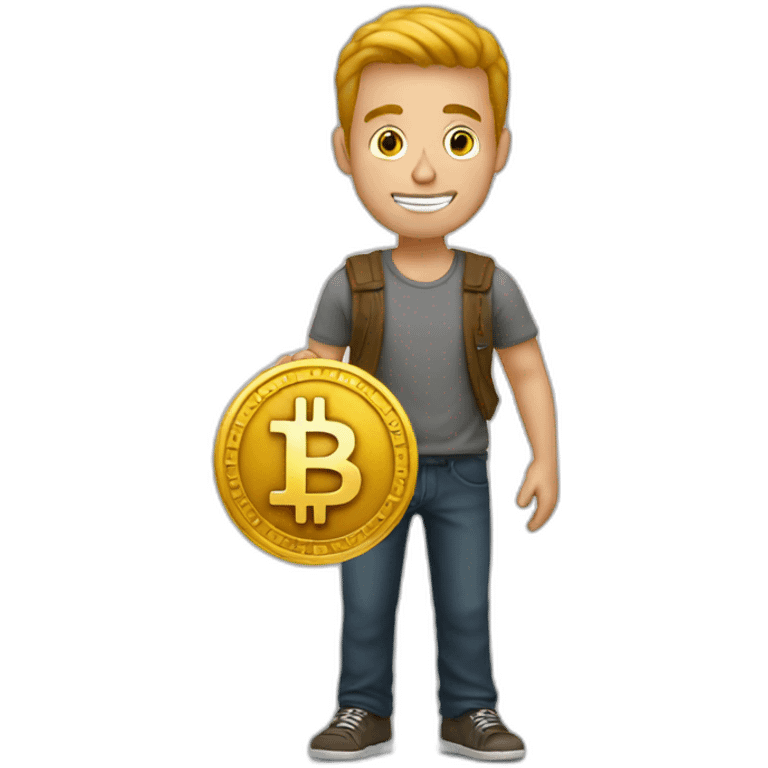 guy holding bitcoin emoji