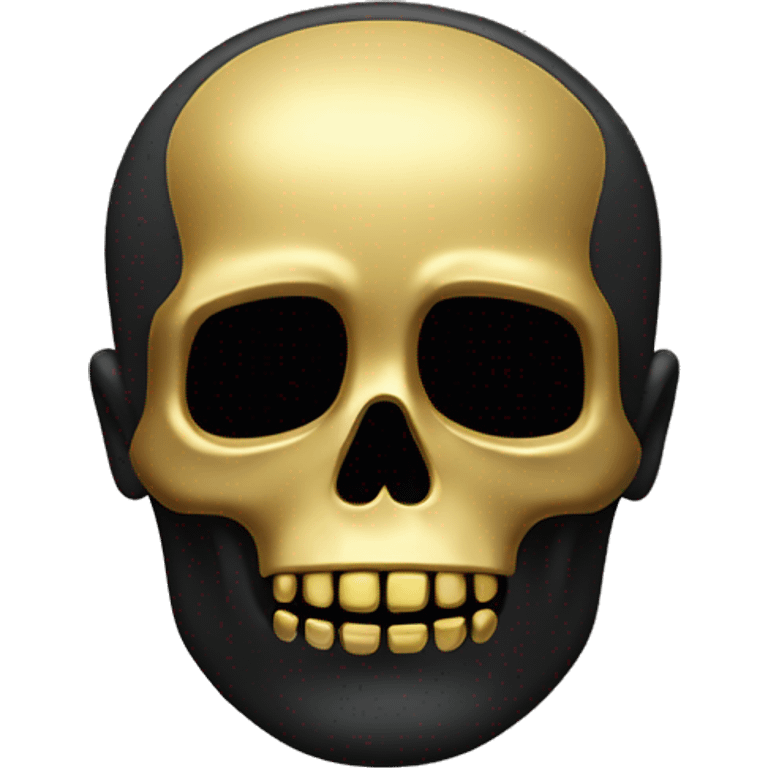 black coin with gold skull face  emoji