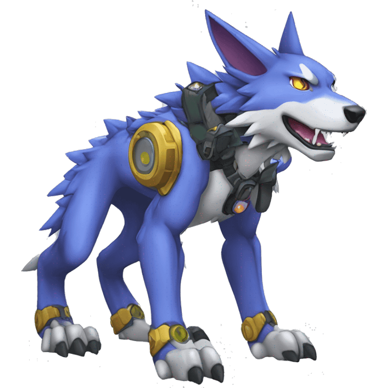  Cool Edgy Digimon-Fakemon-Garurumon-Loogamon-Dorulumon-Wolf full body emoji