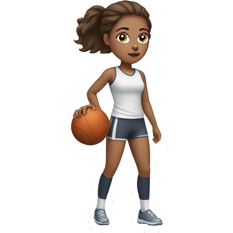 Girl with brown hair doing sports  emoji