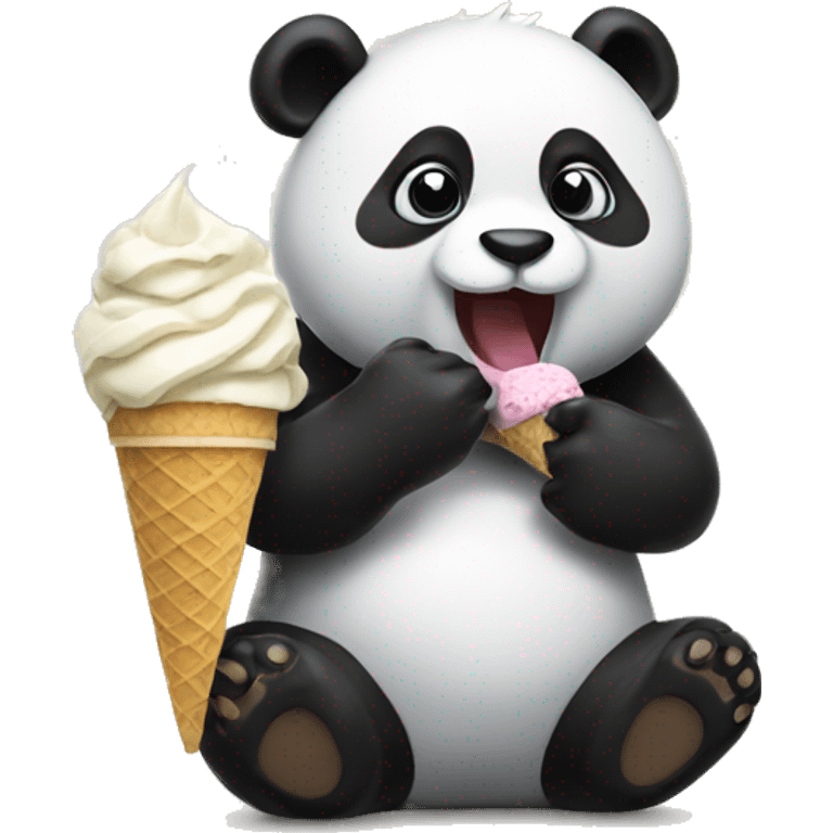 Panda eating ice cream emoji