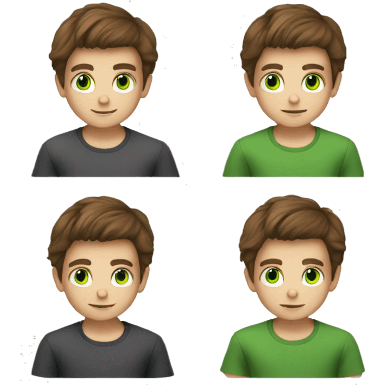 8 year old Brown hair boy with green eyes cool emoji