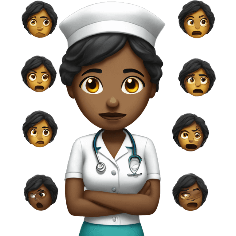 Tired desperate bored black nurse woman emoji