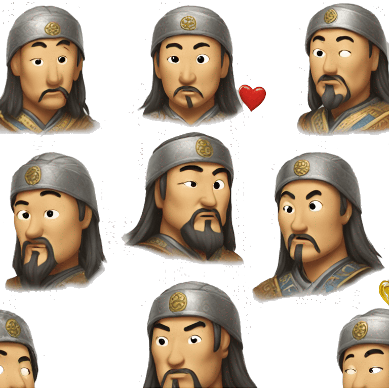 Genghis Khan sends an air kiss and hearts emoji