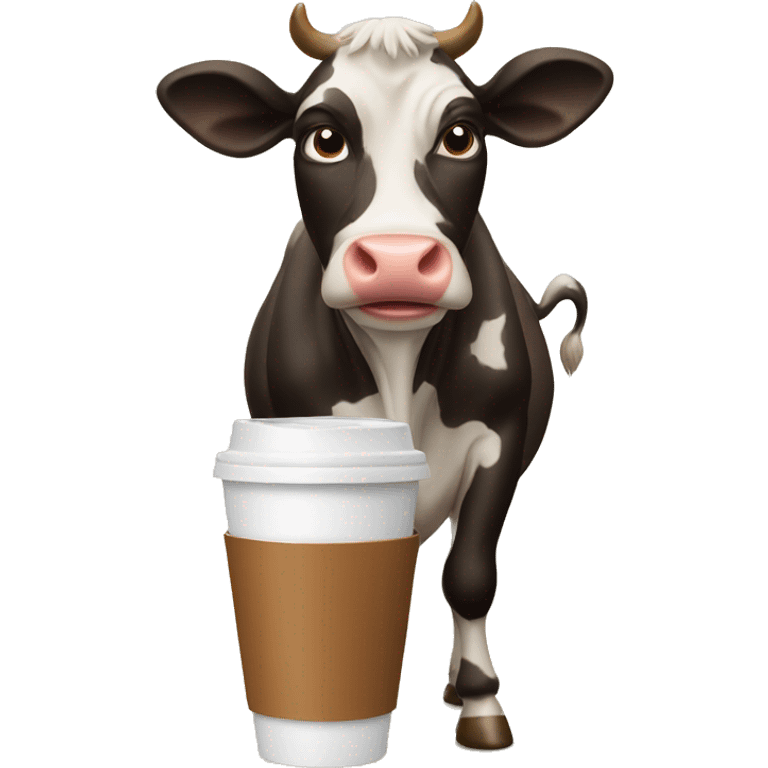 Cow with coffee cup emoji