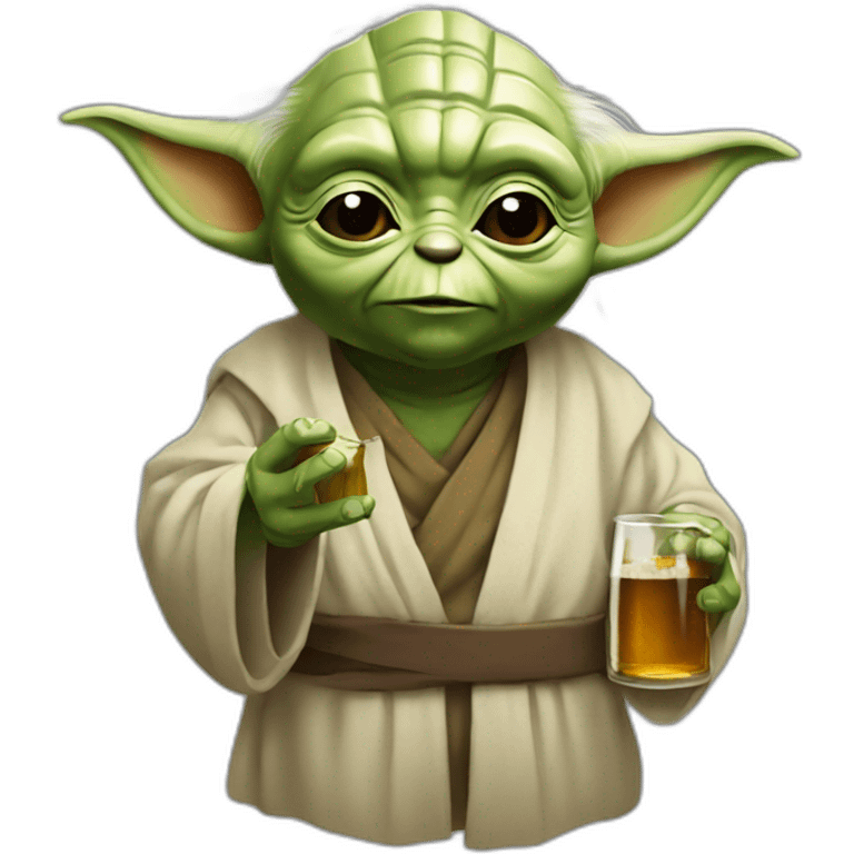 Yoda bois une bière emoji