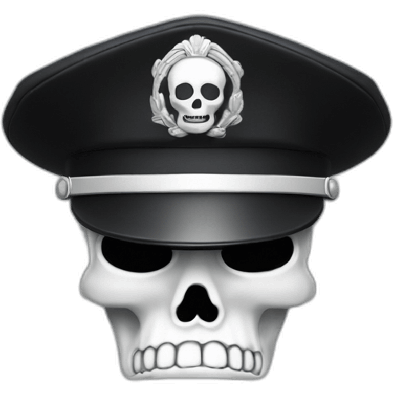 realistic black officer hat with small white skull symbol emoji