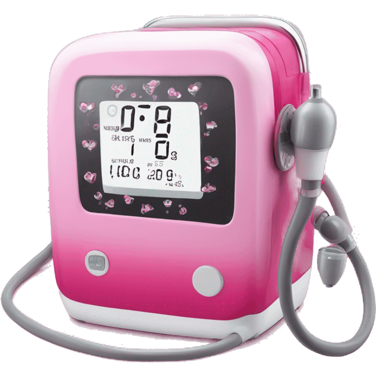 Pink ombre blood pressure machine with cuff and glitter emoji