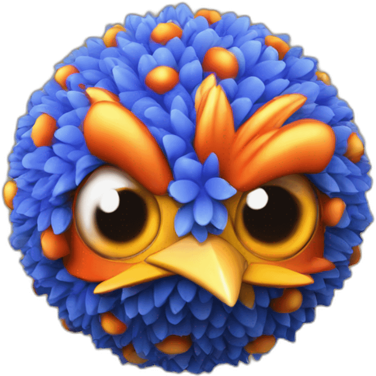 3d sphere with a cartoon whimsical cornflower Magma Cube skin texture with chicken eyes emoji