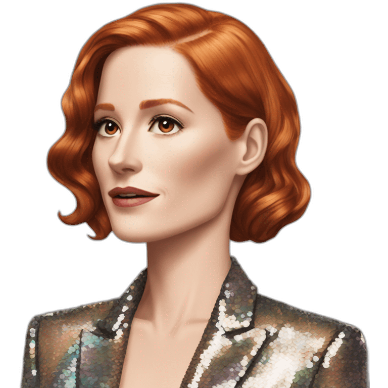 Audrey fleurot smooth long hair multicolored sequined suit emoji