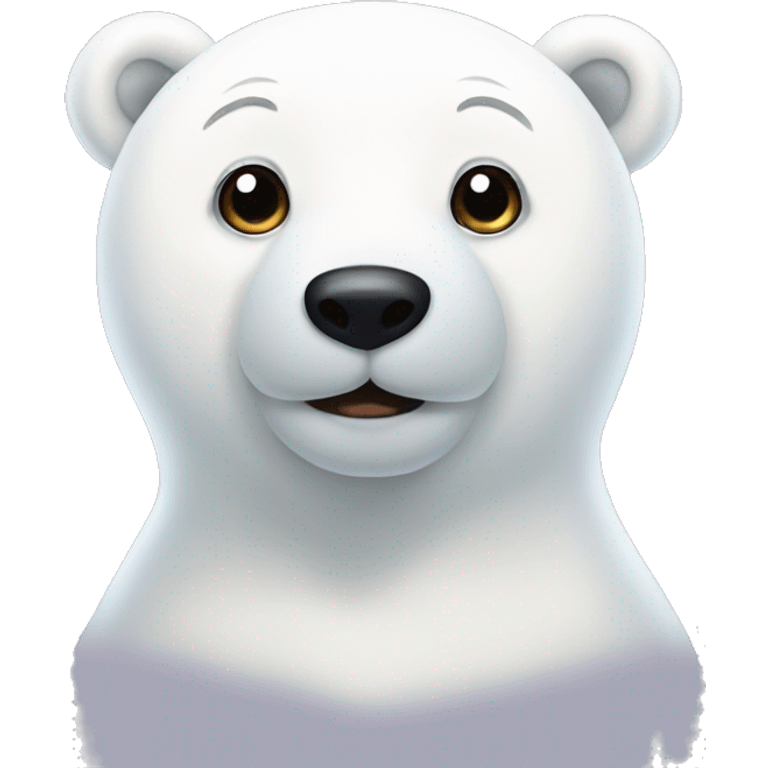 love cute polar bear with small ears emoji