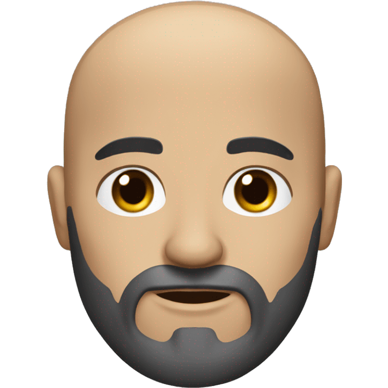 white man, with olive skin, a full black beard with some grays, bald, strong eyebrows, dark-brown eyes, plain shirt emoji