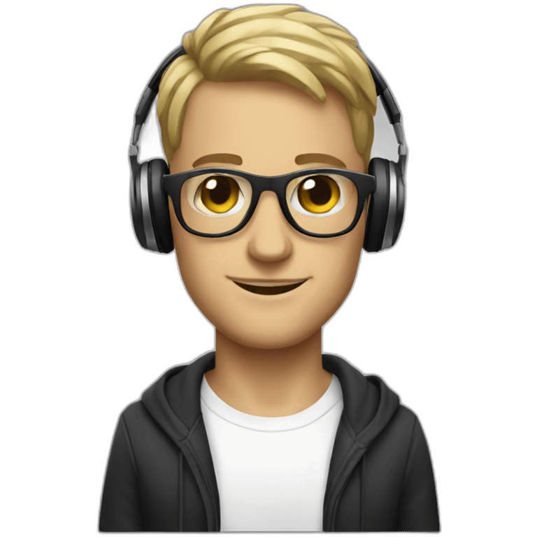 white man dj with headphones and round glasses emoji