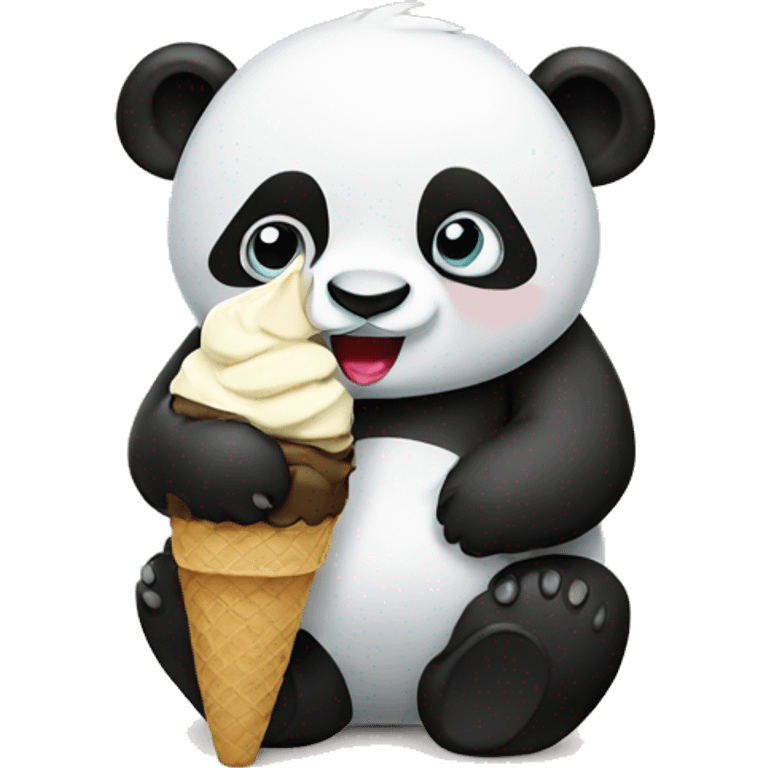 Panda eating ice cream emoji