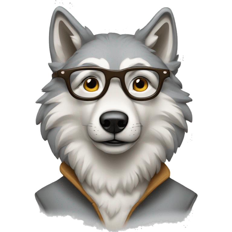 Un loup avec des lunettes carrées  emoji