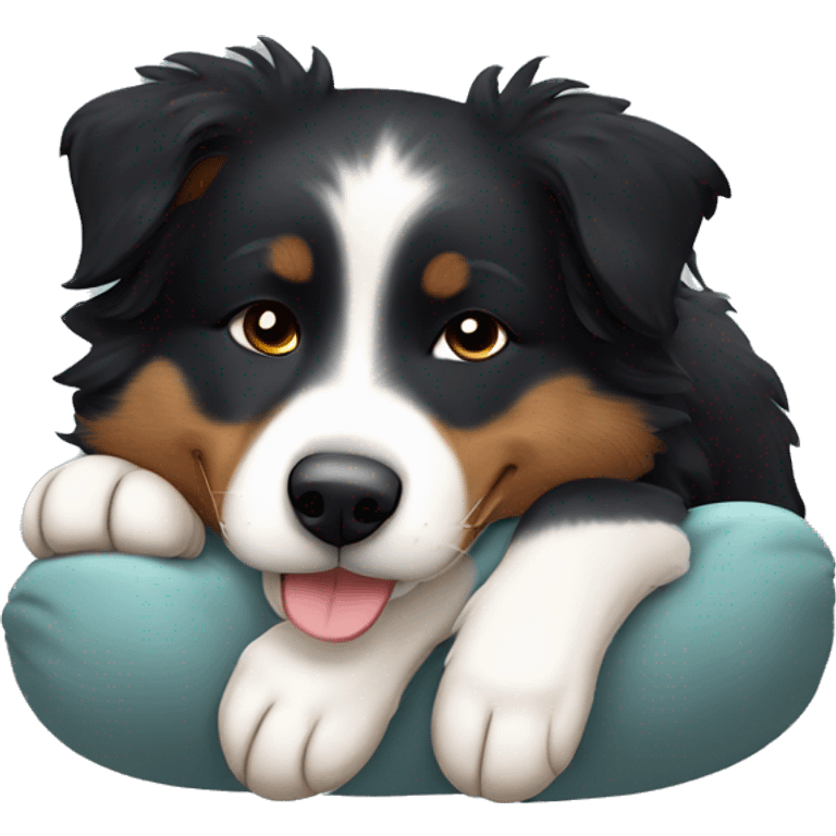 Small black australian shepherd dog sleeping  emoji